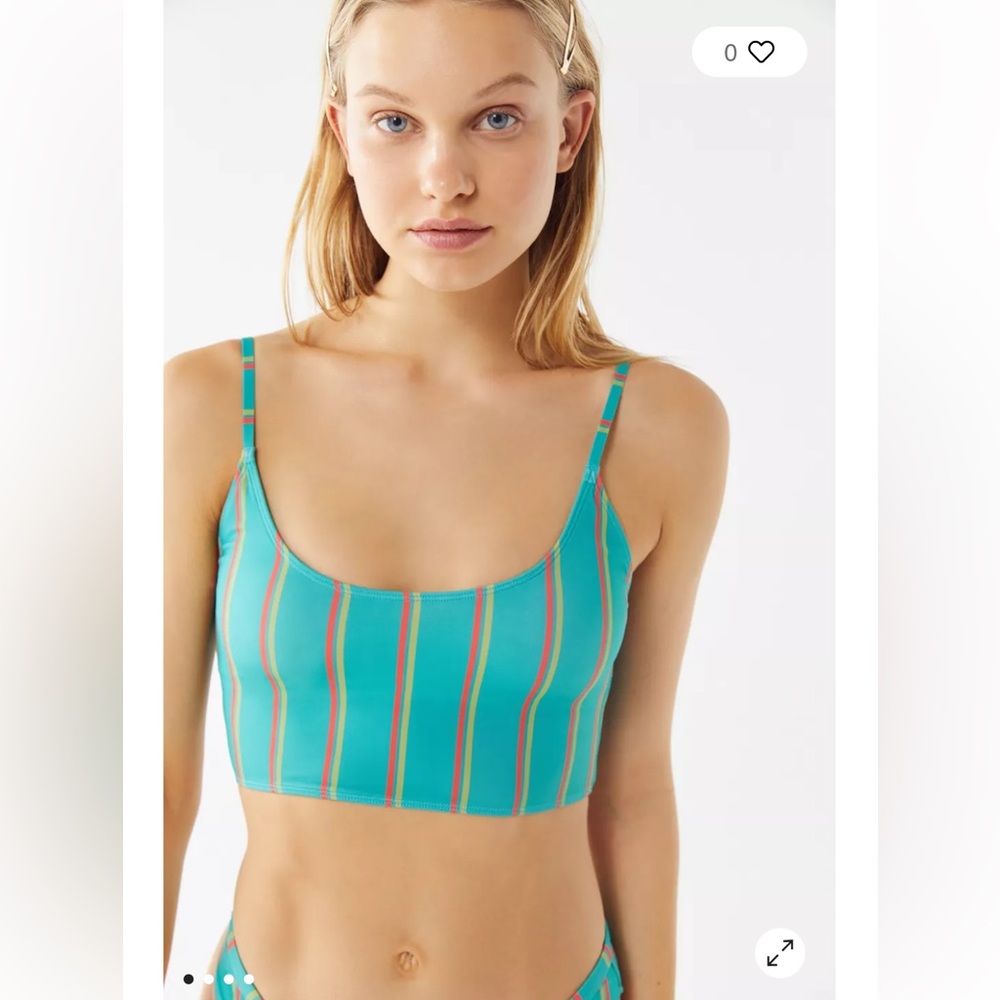 Out From Under ‘90s Striped Cami Bikini Top Blue Orange Yellow Size S Shelf Bra